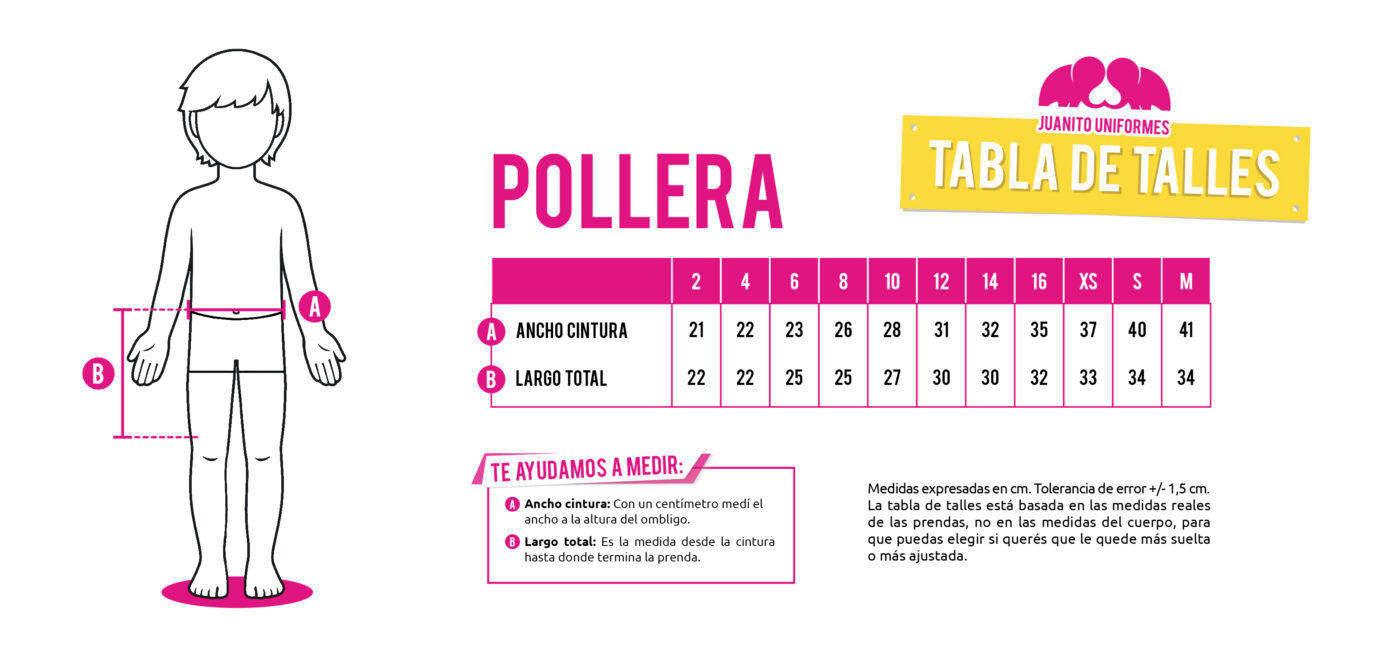 imagen tabla de talles polleras
